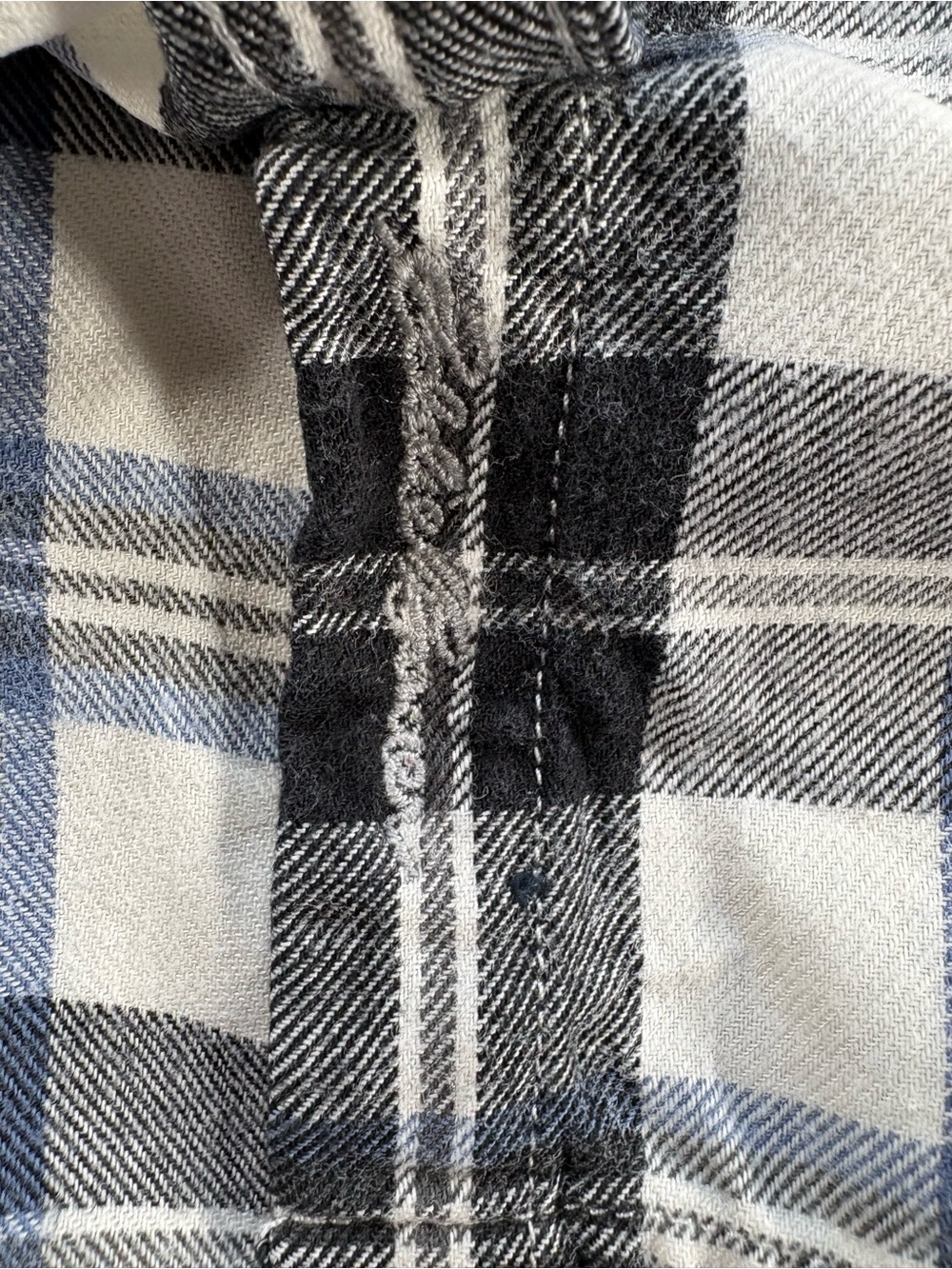 Eddie Bauer Womens Large Plaid Flannel Shirt Blue Black White Button Up L - Picture 6 of 9